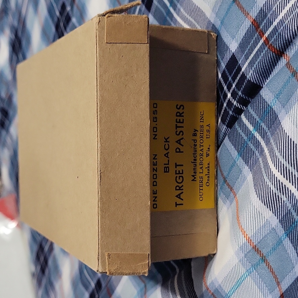 New in box 12 black target pasters outers laboratories target shooting outers